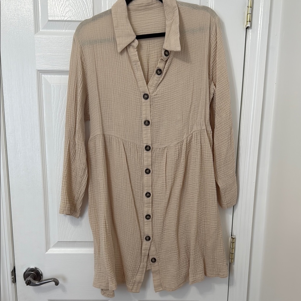 Beige Button-Up Tunic